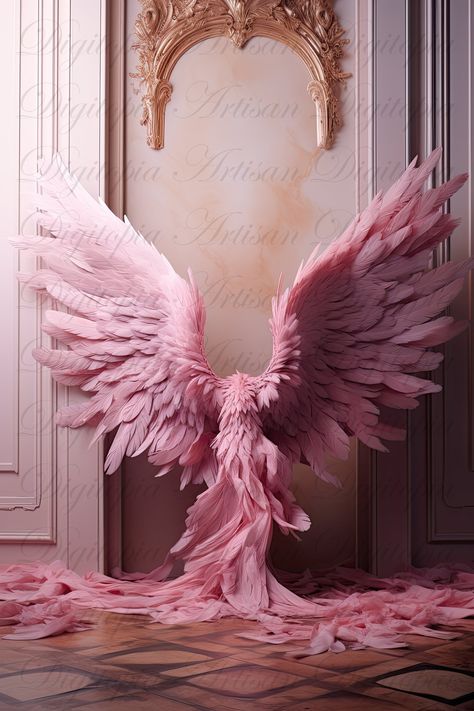 Marble Palace, Angel Wings Photography, Pink Angel Wings, Mother's Day Theme, Backdrops Photography, Pink Wings, Beautiful Wings, Feather Angel Wings, Prom Photography