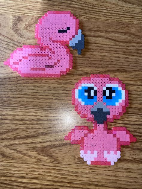 Two flamingo perler bead magnets Perler Beads Flamingo, Perler Beads Barbie, Adult Perler Bead Patterns, Barbie Perler Beads, Perler Bead Fish, Perler Bead Magnets, Easy Perler Bead Patterns, Pokemon Perler Beads, Melty Bead Patterns