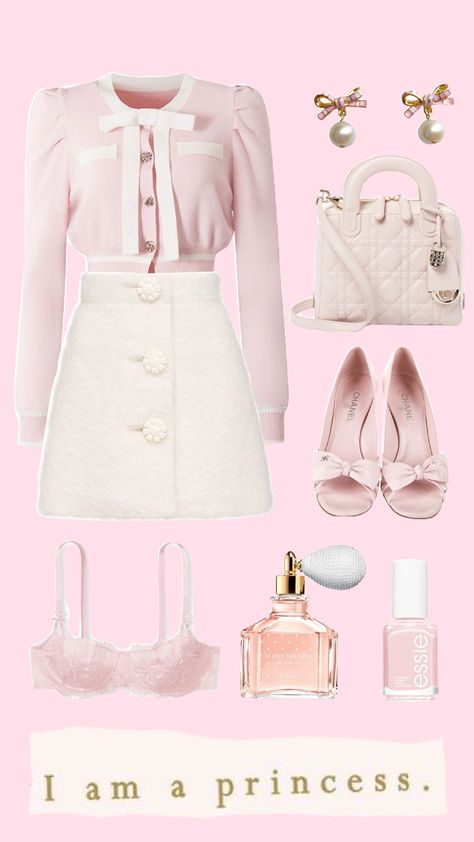 pink princess Princess Off Duty Aesthetic, Coquette Old Money Outfits, Coquette Pink Clothes, Pink Old Money Aesthetic Outfit, Old Money Pink Outfit, Pink Old Money Outfit, Pink Old Money, Dollete Outfits Pink, Pink Palates Princess Aesthetic Outfits