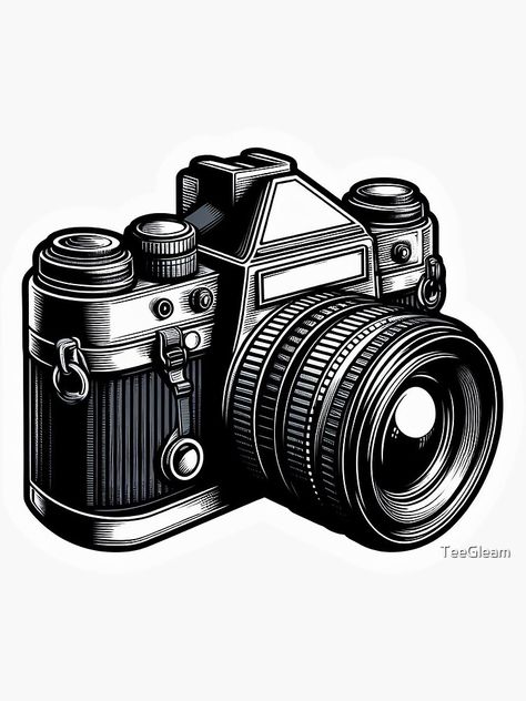 Camera Drawing Art, Logo Fotografia, Camera Artwork, Ink Reference, Photography Art Book, Camera Sticker, Photography Things, Digital Photography Lessons, Inktober 2024