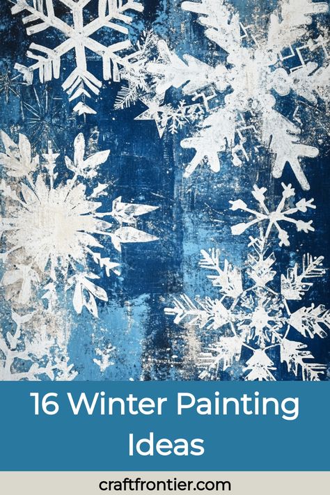 Winter painting ideas are a great way for kids to have fun while getting creative! With simple acrylic painting techniques, young artists can paint beautiful scenes of frosty landscapes, playful snowmen, or warm cabins surrounded by snow. Blending blues and whites can help capture the essence of winter, while bright colors can add a festive touch with scarves and decorations. These projects allow children to enjoy painting while also improving their artistic skills in a joyful winter setting. Easy Acrylic Winter Painting Ideas, Paint Night Winter Scenes, Winter Wall Art Ideas, Winter Art Painting Easy, Christmas Winter Scene Painting, Winter Pictures To Paint, Simple Blue Painting Ideas, Winter Artwork Inspiration, January Painting Ideas Canvases