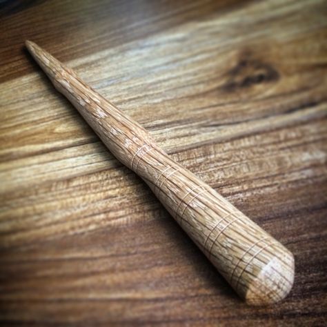 One of our white oak vampire stakes.  I especially like the light and dark contrasting marks in this one. White Oak Stake The Originals, Stake Vampire, Henrik Mikaelson, Vampire Kit, Vampire Stake, Taken Too Soon, Wooden Stake, Ugly Love, Buffy Summers