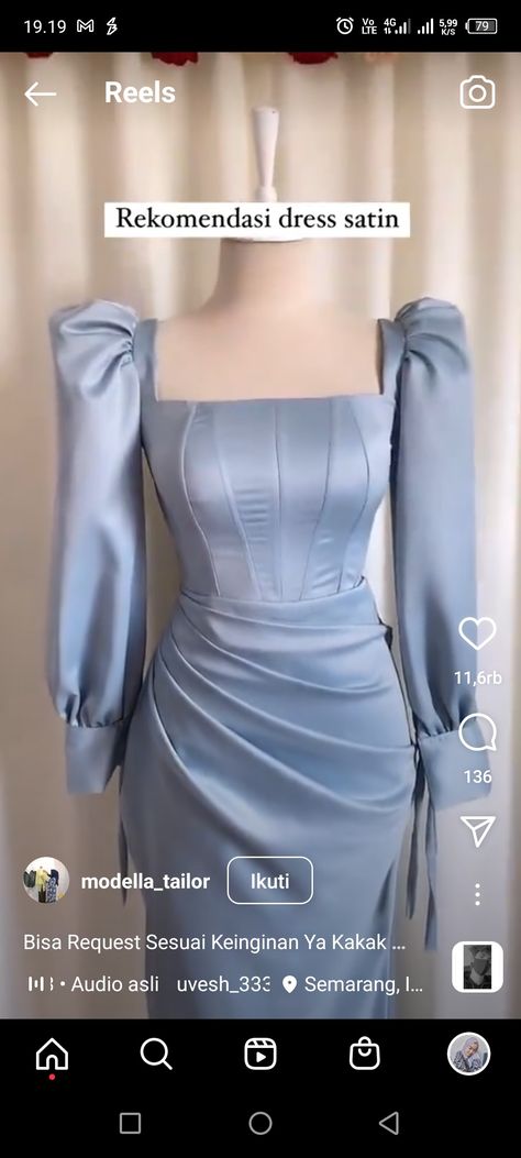 Dress satin kondangan Bridesmaids Model Dress Satin, Model Dress Satin Hijab, Gaun Satin Dresses, Dress Kondangan Modern, Sifon Dress, Dres Kondangan, Grey Satin Dress, Braidsmaid Dresses, 1 Piece Dress