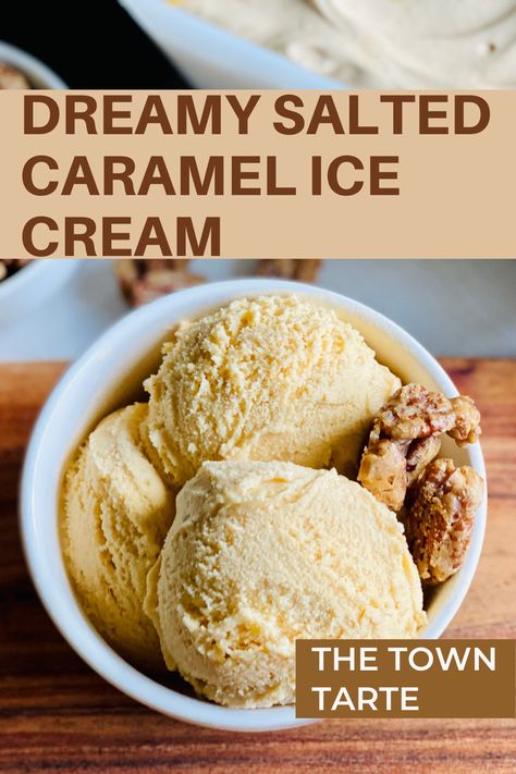 Rich, toasty caramel in a luscious ice cream. Salted Caramel Ice Cream Recipe, Salted Caramel Cottage Cheese Ice Cream, Vanilla Caramel Ice Cream, Sea Salt Caramel Ice Cream, Greek Yogurt Ice Cream, Caramel Ice Cream Recipe, Toffee Ice Cream, Ice Cream Salt, Waffle Cone Recipe