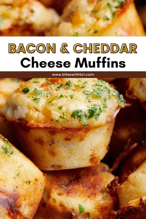 Savory Pancake Muffins, Bacon And Cheese Muffins Recipes, Bacon Cheese Muffins Breakfast Recipes, Bacon Cheddar Cornbread Muffins, Cheese And Onion Muffins, Mini Cheese Muffins, Savory Muffin Tin Recipes, Biscuit Cup Recipes, Muffin Tin Rolls