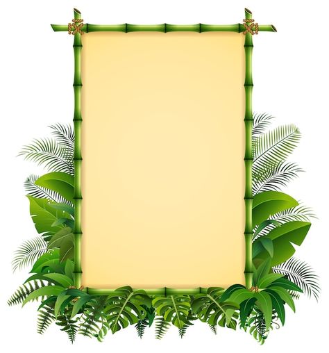 Green bamboo frame on the leaves Premium... | Premium Vector #Freepik #vector #bamboo-frame #wooden-sign-board #wood-banner #tree-frame Old Paper Background, School Frame, Green Bamboo, Frame Border Design, Page Borders Design, Powerpoint Background Design, Page Borders, Floral Border Design, Leaves Vector