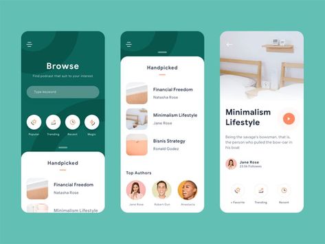 Ui Ux Designer Portfolio, App Mobile Design, Ui Ux Trends, Ui Ux Design Trends, Application Ui Design, Ux Design Trends, Ui Design Mobile, Podcast App, Ui Ux 디자인