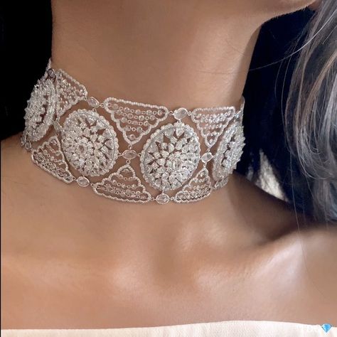 Rose Cut Diamond Jewellery, Kamyen Jewellery, Diamond Chocker, Yasmine Sabri, Diamond Chokers, Gaudy Jewelry, Haute Jewelry, Real Diamond Necklace, Choker Necklace Designs