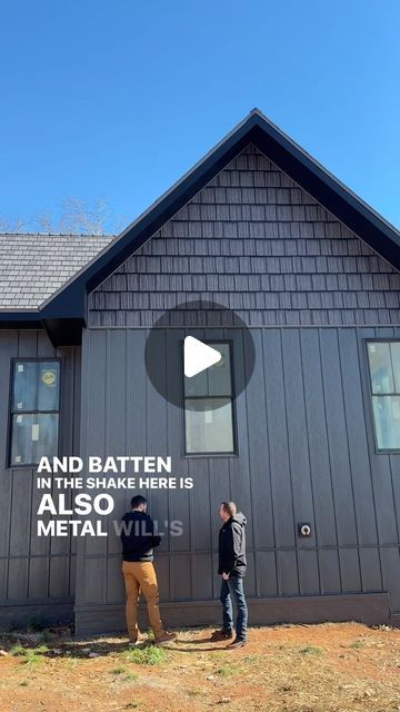 Matt Risinger on Instagram: "I’m a big fan of metal roofing, but did you know you can use metal for a board/batten on the exterior of a home? Check out this beautiful Lakehouse that @highcottonhomes is building in AL. This is as close to a zero maintenance exterior as can get. Stay tuned for a full @thebuildshow soon #steel #metalroofing #siding" Metal Siding House Exterior, Metal Board And Batten Siding, Metal Siding House, Steel Siding, Metal Board, Board Batten, Metal Siding, Metal Roofing, House Siding