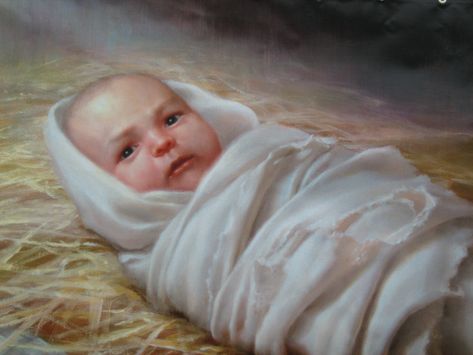 Jesus Christ: His Birth and its Message Lds Scriptures, Pictures Of Christ, Lds Art, Baby Painting, Child Jesus, O Holy Night, Birth Of Jesus, Christmas Gif, Holy Night