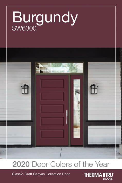 Outdoor Paint Colors, Canvas Door, Victorian Front Doors, Burgundy Paint, Front Door Makeover, Front Door Paint Colors, Door Paint Colors, Feng Shui Tips, Painted Front Doors