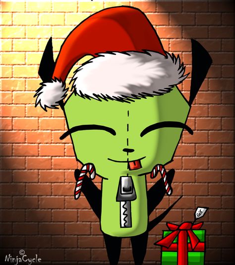 Christmas Gir Christmas Gir Invader Zim, Invader Zim Christmas, Gir From Invader Zim, Invader Zim Characters, Invader Zim, A Cartoon, Ship Art, Online Art Gallery, Movies Showing