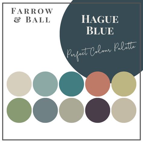 Hague Blue - Perfect Colour Palettes - Claire Jefford Hague Blue Colour Palette, Hague Blue Colour Scheme, Hague Blue Living Room Color Schemes, Hague Blue Palette, Hauge Blue Paint, Hague Blue Dining Room, Hague Blue Hallway, Hague Blue Complimentary Colours, Hague Blue Lounge