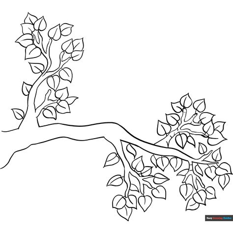 Tree Branch Coloring Page - Free & Printable Coloring Sheet Tree Branch Drawing, Plant Coloring Pages, Spring Coloring Pages For Kids, Easy Drawing Ideas For Beginners, Landscape Coloring Pages, Printable Tree, Branch Drawing, Drawing Trees, Drawing Ideas For Beginners