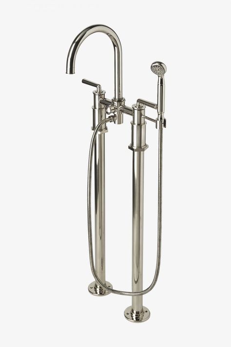 Henry | Waterworks Unique Bathroom Faucets, Waterworks Bathroom, Bathtub Filler, Metal Cross, Bath Faucet, Tub Filler, Unlacquered Brass, Luxury Bath, Lever Handle