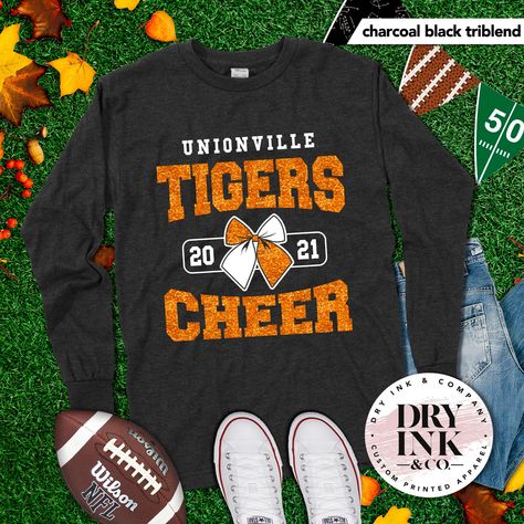 Cheerleading Shirts Designs, Cheer Camp Shirts, Custom Cheer Shirts, Cheer Team Shirts, Cheer Practice Wear, Homemade T Shirts, Custom Team Shirts, Team Shirt Designs, Camp Shirt Designs