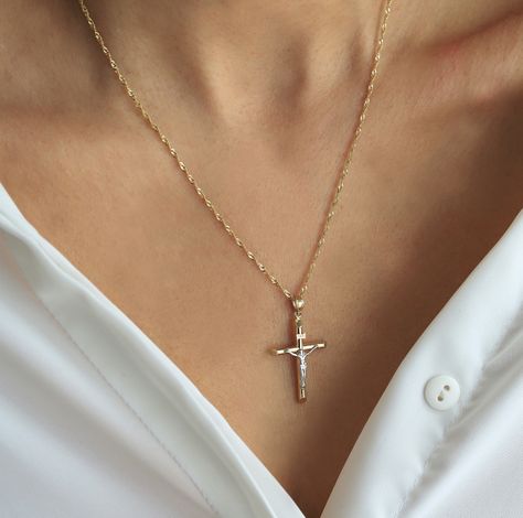 Cross Pendant Aesthetic, Crucifix Aesthetic, Gold Cross Necklace Aesthetic, Crucifix Necklace Aesthetic, Cross Necklace Aesthetic, Christian Aesthetics, Gold Crucifix Necklace, Jesus Necklace, Meaningful Necklace