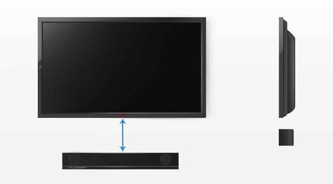 Best Distance Between TV and Soundbar Tv Soundbar Wall, Media Wall Sound Bar, Bar Tv Ideas, Sound Bar Under Tv, Soundbar Mounting Ideas, Tv And Sound Bar Mounted, Tv Sound Bar Ideas, Sound Bar Mounting Ideas, Tv Distance