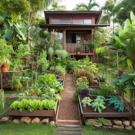 Photography Decoration, Bamboo House Design, Small Vegetable Gardens, Decoration Shabby, Travel Vintage, Veg Garden, Big Garden, Backyard Farming, Home Vegetable Garden