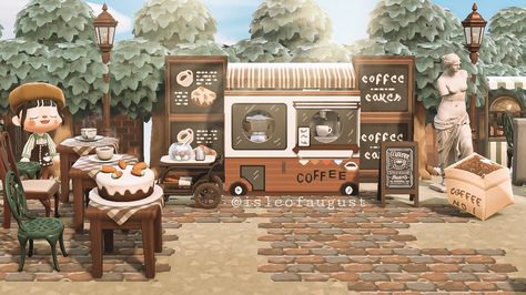 Bianca☕️ on Twitter: "A little coffee truck rolled into town!☕️ #ACNHDesigns #AnimalCrossingNewHorizons #AnimalCrossingDesigns… " Acnh Front Yard, Acnh Front Yard Ideas, Acnh Standee, Animal Crossing Coffee, Cafe Space, Front Yard Ideas, Standee Design, Acnh Cottagecore, Animal Crossing Guide