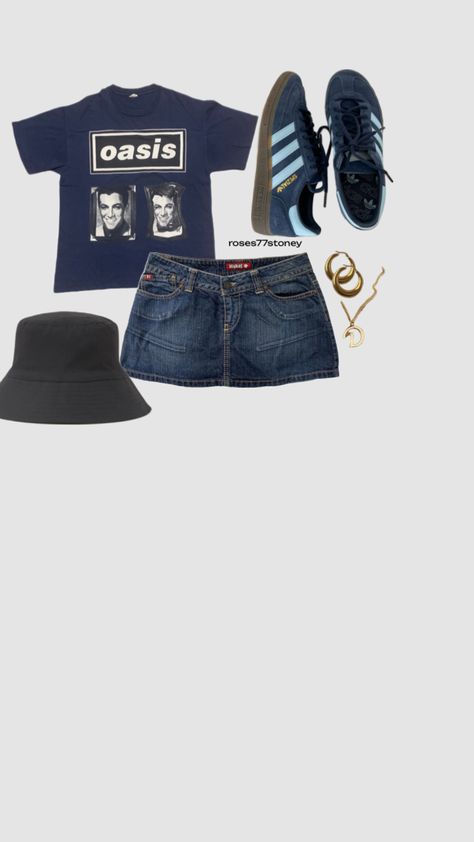 my fit for oasis 2025🔥 #oasis #outfit #denimskirt #goldjewellry #fyp Oasis Aesthetic Outfits, Oasis Outfit Ideas, Oasis Concert Outfit, Reading Outfits Festival, Oasis Outfit, Wallows Concert Outfit, Sza Concert Outfit, Oasis Concert, Oasis Aesthetic