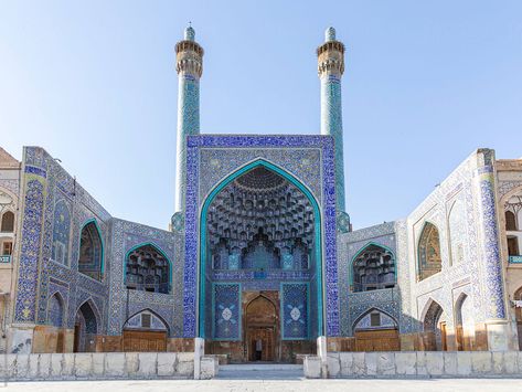 Facade Of Shah Mosque Of Isfahan, Iran. by Michela Ravasio Shah Mosque, Isfahan Iran, Islamic World, Barcelona Cathedral, Iran, Taj Mahal, Ottoman, Royalty Free Stock Photos, High Resolution