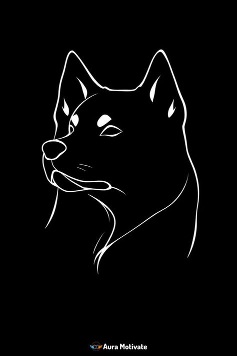 Husky Dog Silhouette in Black and White Dog Head Silhouette, Black And White Husky, White Husky Dog, White Husky, Face Line Drawing, Head Silhouette, Face Lines, Dog Silhouette, Husky Dogs