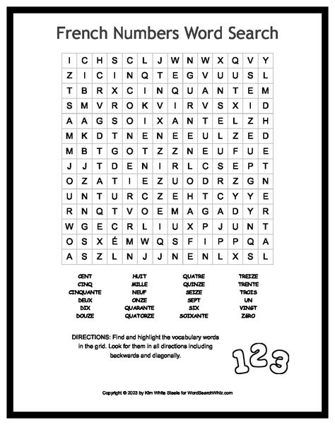 French Learning Games, Games For Learning, French Printable, French Numbers, Digital Word, French Worksheets, Word Search Printables, Free In French, Word Searches