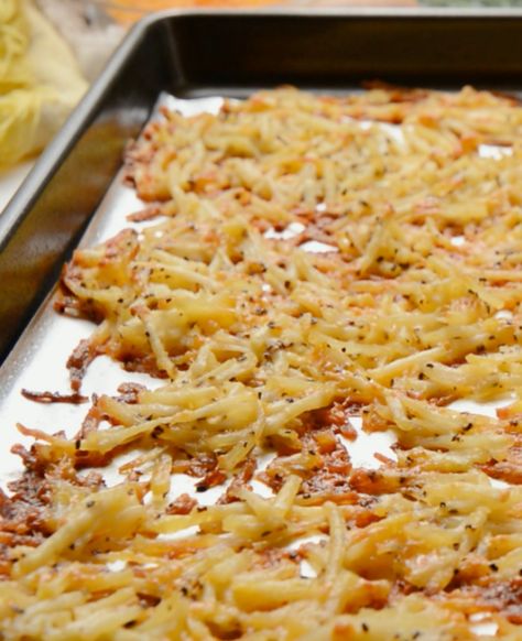 Sheet Pan Hashbrowns | 12 Tomatoes Sheet Pan Hashbrown Breakfast Bake, Sheetpan Hashbrowns, Hashbrowns In The Oven, Sheet Pan Hashbrowns, Oven Hashbrowns, Golden Potatoes, Tomatoes Recipes, Never Going Back, 12 Tomatoes Recipes