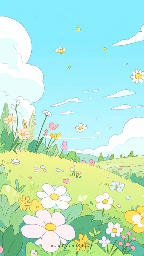 Spring Concept Art, Spring Phone Wallpapers, Phone Wallpaper Cute, Illustration Phone Wallpaper, Spring Cartoon, Spring Illustration, Spring Coloring Pages, Easter Wallpaper, Wallpaper Cute