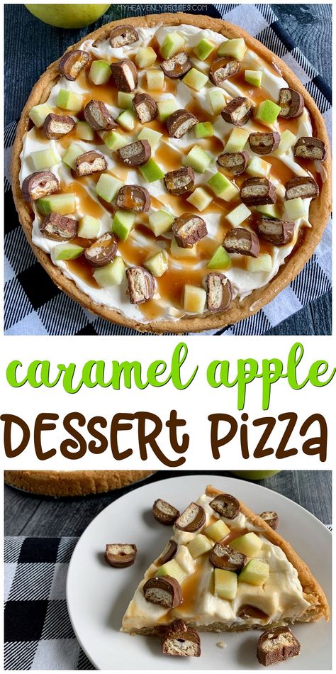 Dessert Pizza Apple, Caramel Apple Cookie Pizza, Fall Dessert Pizza, Carmel Apple Pizza Recipe, Chocolate Pizza Dessert, Dessert For Pizza Party, Halloween Apple Dessert Ideas, Caramel Apple Pizza Dessert, Gluten Free Dessert Pizza