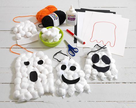 Cotton Ghosts Creative Craft Activity for Halloween Homeschool Halloween, Ghost Crafts, Easy Halloween Crafts, Craft Activity, Creative Craft, Blind Bags, Halloween Activities, Creative Activities, Easy Halloween