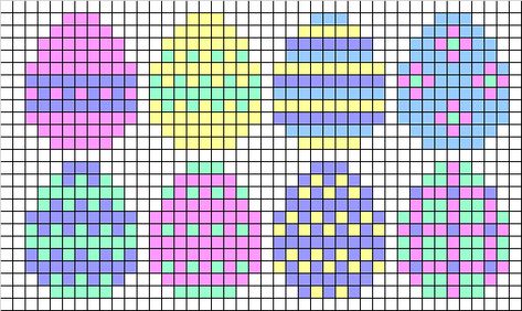 Easter Egg Cross Stitch Patterns, Cross Stitch Patterns Easter, Easter Egg Pixel Art, Easter Egg Perler Bead Patterns, Cross Stitch Easter Eggs, Hama Beads Patterns Easter, Easter Perler Beads, Hama Beads Easter, Easter Pixel Art