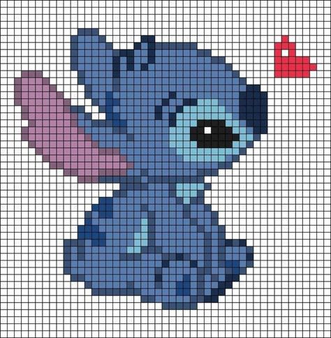 Lilo And Stitch Alpha Pattern, Disney Grid Patterns, Lilo And Stitch Cross Stitch Pattern, Lilo And Stitch Pixel Art, Pixel Art Disney Stitch, Pixel Art Stitch, Disney Pixel Art, Cross Stitch Patterns Free Disney, Lilo And Stitch Characters