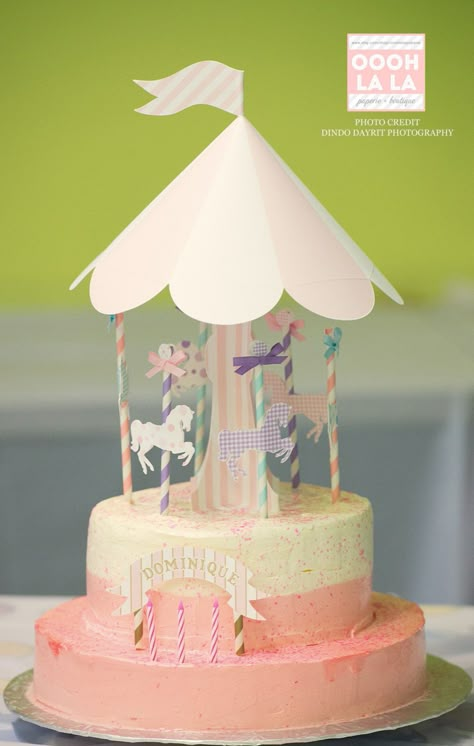 Popular Baby shower Decorations, Baby Shower Invitations, Baby Shower Favors, Baby shower Games, Gender Reveal Party Decorations and Supplies Merry Go Round Cake, Carousel Cake Topper, Paper Cake Topper, Carousel Cake, Cake Name, Diy Birthday Decorations, Circus Birthday, Round Cake, Cake Board