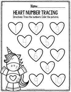 Printable Math Valentine's Day Preschool Worksheets Heart Number Tracing Valentines Prek Worksheets, Valentines In Preschool, Heart Math Preschool, Preschool Valentine Activity, Fine Motor Activities For Preschoolers Valentines Day, Preschool Valentines Worksheets Free, Valentines Day Art Preschool, February Themes For Preschool, Valentine’s Day Preschool Activities