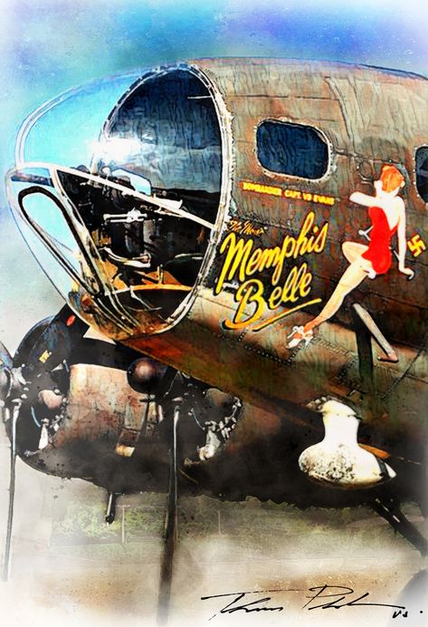 Memphis Belle, Mixed Media Watercolor, Flying Fortress, Wwii Plane, Air Plane, Ww2 Planes, B 17, Art Mixed Media, Nose Art