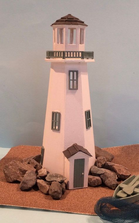 Woodworking Plans Free Diy Lighthouse Crafts, Cardboard Lighthouse, Diy Light House, Lighthouse Model, Lighthouse Plans, Lighthouse Diy, Miniature Lighthouse, Lighthouse Images, Diy Lighthouse