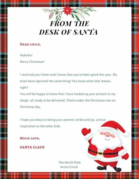 Letter from Santa Letters From Santa Printable Free, Letter From Santa To Kids Free Printable, Letter From Santa Free Printable, Free Printable Letters From Santa, Letter To Santa Free Printable, Santa Free Printable, Christmas Letter From Santa, Letter To Santa Printable, Free Letters From Santa