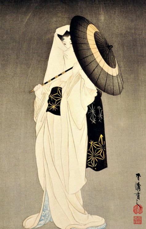 The spirit of the heron maiden    woodblock print by Taniguchi Kokyo (1864-1915), dated 1925 Floating World, Geisha Art, Japanese Artwork, Japanese Illustration, Japon Illustration, Eastern Art, Japanese Woodblock, Art Japanese, Japanese Woodblock Printing