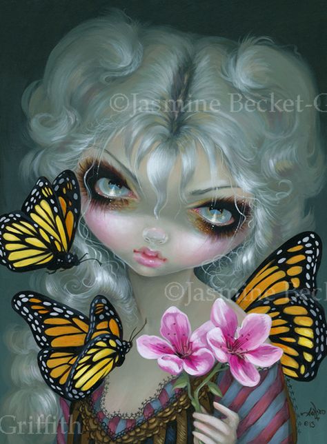 Attracting Butterflies - Strangeling: The Art of Jasmine Becket-Griffith Fairies Tattoo, Ten Of Wands, Dark Fairies, Griffith Art, Jasmine Beckett Griffith, Attracting Butterflies, Big Eye Art, Jasmine Becket Griffith, Fantasy Fairies