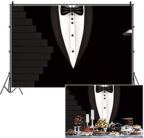 Amazon.com : AOFOTO 7x5ft Father's Day Background Black Tuxedo Suit Bow Tie White Shirts Graphic Stairs Photography Backdrop Boyfriend Dad Birthday Party Celebration Stage Performance Backcloth Photo Studio Props : Electronics Stairs Photography, Photo Booth Props Birthday, Black Tuxedo Suit, Bow Tie Party, Tuxedo Bow Tie, Groomsmen Tuxedos, Black Tie Party, Props Art, Great Backgrounds