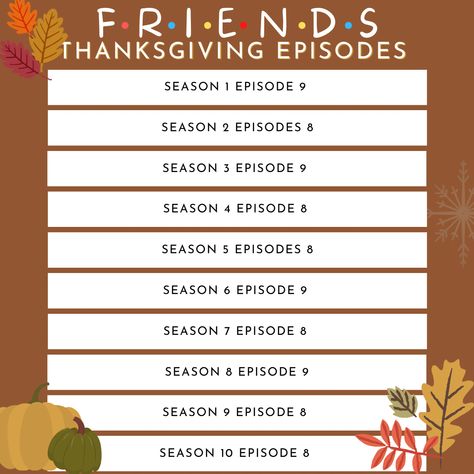 Thanksgiving Friends Episodes, Thanksgiving Episodes List, Thanksgiving Tv Episodes, Thanksgiving Episodes Of Friends, Movie Night Sleepover, Thanksgiving Movies, Best Thanksgiving Movies, Gilmore Girls Thanksgiving Episodes, Friends Thanksgiving Episode