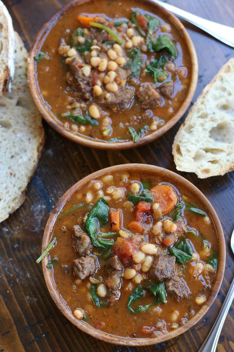 Beef and Bean Stew Beef And Bean Stew, Beef And Bean Soup Recipe, Beef Soup Bones, Pinto Bean Soup, 15 Bean Soup, Cooking Dried Beans, Quick Food, Bean Soup Recipes, Bean Stew