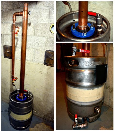 Keg Still with reflux column – Learn to Moonshine Homemade Still, Moonshine Still Plans, Reflux Still, Homemade Whiskey, Diy Whiskey, Home Distilling, Distilling Equipment, Distilling Alcohol, How To Make Moonshine