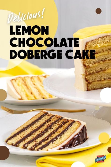 Lemon Chocolate Cake, Lemon Doberge Cake Recipe, Chocolate Doberge Cake Recipe, Lemon And Chocolate, Doberge Cake, Sundae Cupcakes, Buttermilk Cake, Chocolate Lasagna, Cake Show