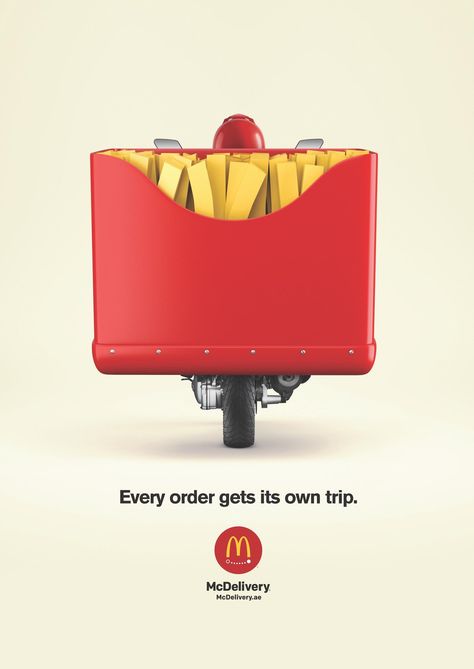 McDonald’s treats every order as an individual delivery. ‘Every Order Get It’s Own Trip’ campaign 광고 디자인, Ad Of The World, Publicidad Creativa, Food Advertising, Best Ads, Poster Ads, Advertising Ads, Print Advertising, Social Media Design Graphics