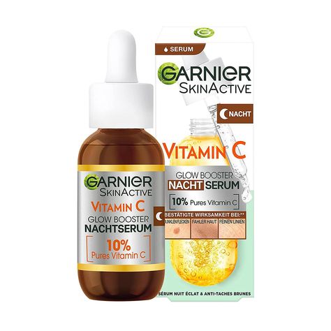 Garnier Night Serum with Vitamin C, Against Dark Spots and Tired Skin, Vegan Formula with 10% Vitamin C Natural Origin, Brightening Night Serum : Amazon.de: Beauty Garnier Night Cream, Best Night Serum, Garnier Vitamin C, Skincare List, Facial Care Routine, Skincare Wishlist, Night Time Skin Care Routine, Garnier Skin Active, Skin Care And Makeup