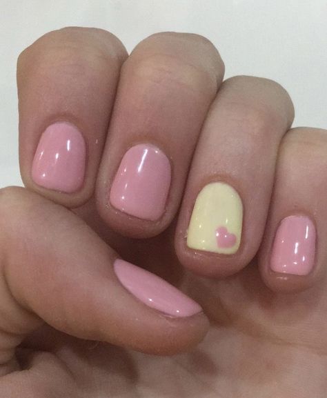 Cutecore Nails, Hello Nails, Cute Simple Nails, Her Nails, Pretty Gel Nails, Really Cute Nails, Soft Nails, Kawaii Nails, Yellow Nails