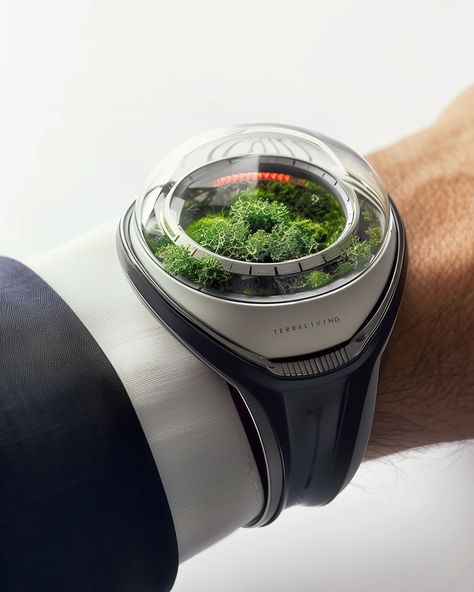 Ready to take your terrarium game to the next level? Introducing the latest in wearable eco-tech: the portable wrist terrarium! Not only is it a futuristic fashion statement, but it’s also your new botanical buddy, keeping you connected with nature wherever you go. This isn’t just any terrarium; it’s equipped with advanced sensors to alert you about your moss well-being... talk about plant parenting made easy! And the best part? It’s entirely powered by the magic of photosynthesis by moss. ... Wearable Plant, Terraria Game, Plant Parenting, Connected With Nature, Capsule Style, Moss Terrarium, Human Interaction, Futuristic Fashion, Photosynthesis